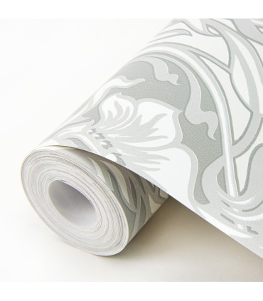 2970-26149 - Mucha Off White Botanical Ogee Wallpaper- by A Street