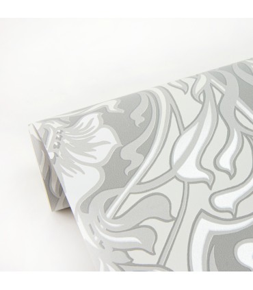 2970-26149 - Mucha Off White Botanical Ogee Wallpaper- by A Street