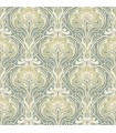 2970-26151 - Mucha Teal Botanical Ogee Wallpaper- by A Street