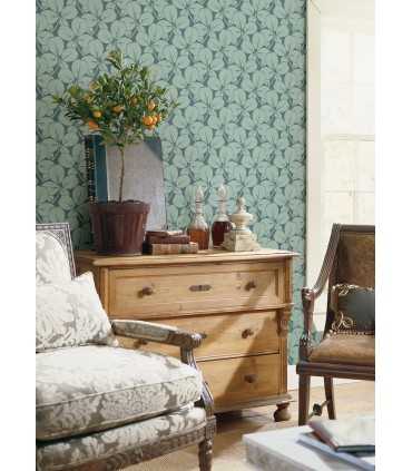 2970-26108 - Robert Aqua Clover Wallpaper- by A Street