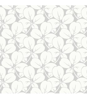 2970-26107 - Robert Light Grey Clover Wallpaper- by A Street