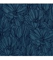 2970-87356 - Selwyn Flock Dark Blue Floral Wallpaper- by A Street