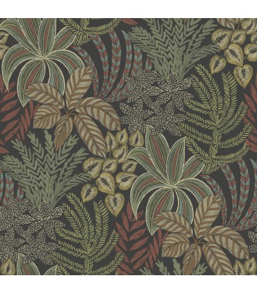 2970-13902 - Sumner Black Woodland Botanical Wallpaper- by A Street