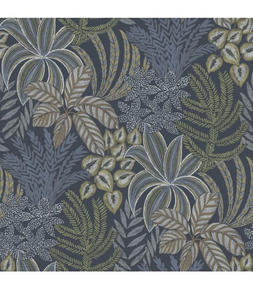 2970-13904 - Sumner Navy Woodland Botanical Wallpaper- by A Street