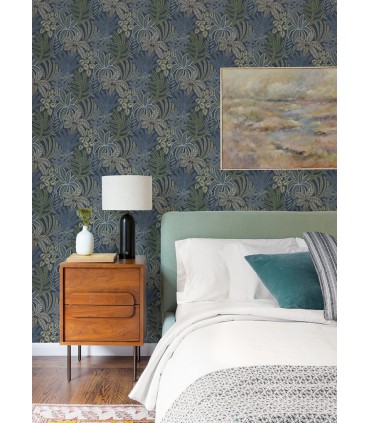 2970-13904 - Sumner Navy Woodland Botanical Wallpaper- by A Street