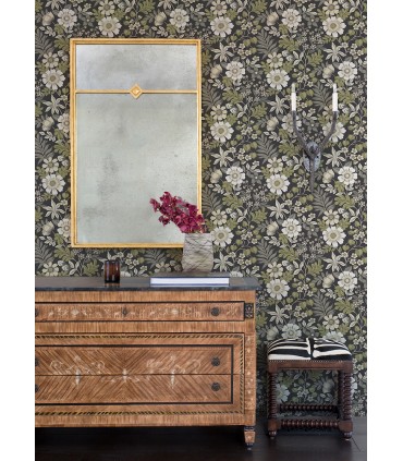 2970-87535 - Voysey Black Floral Wallpaper- by A Street