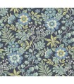 2970-87533 - Voysey Navy Floral Wallpaper- by A Street