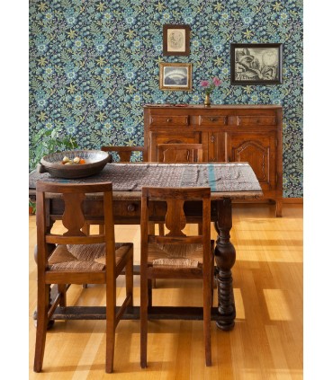 2970-87533 - Voysey Navy Floral Wallpaper- by A Street