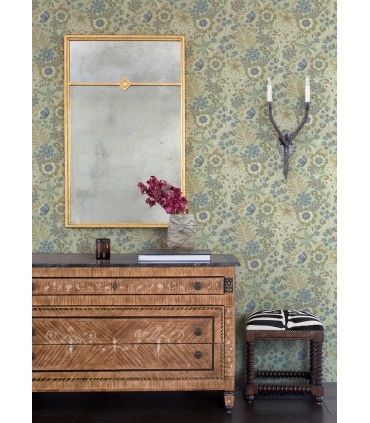 2970-87532 - Voysey Green Floral Wallpaper- by A Street