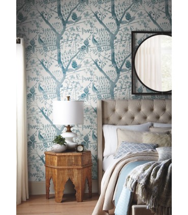 BO6632 - Peacock Block Print Wallpaper by Boho Luxe/York