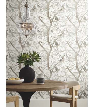 mintonの壁紙 GN2621 York Woodnote Woodcut Wallpaper - Black & Linen – US