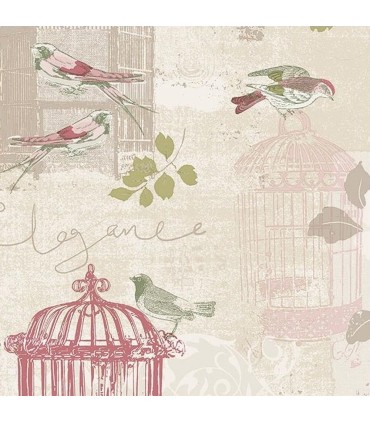 KE29947 - Creative Kitchens Wallpaper by Norwall-Bird Cages