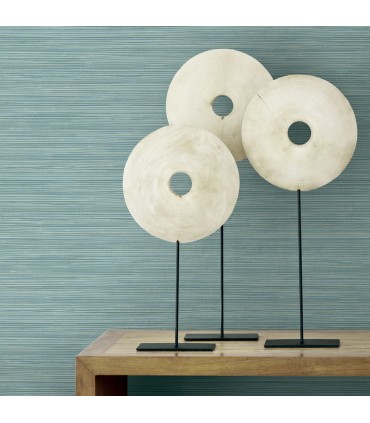 2984-40902 - Bondi Teal Grasscloth Texture Wallpaper-Warner XI