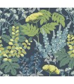 2973-90001 - Brie Dark Blue Forest Flowers Wallpaper by A Street