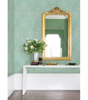 2973-87369 - Maris Mint Flock Damask Wallpaper by A Street
