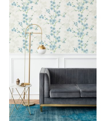 2973-90107 - Nicolette Light Blue Floral Trail Wallpaper by A Street