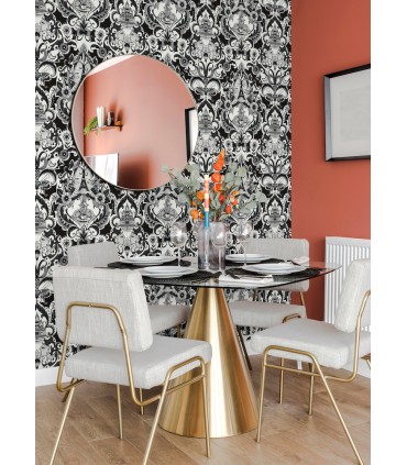 2973-90886 - Sadie Black Parisian Damask Wallpaper by A Street