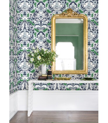 2973-90887 - Sadie Green Parisian Damask Wallpaper by A Street