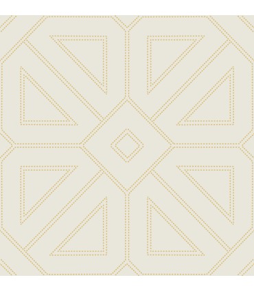 2973-87370 - Voltaire Gold Beaded Geometric Wallpaper by A Street