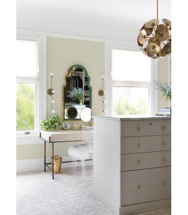 2973-87370 - Voltaire Gold Beaded Geometric Wallpaper by A Street