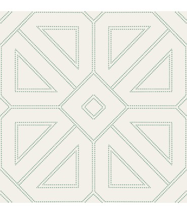 2973-87373 - Voltaire Green Beaded Geometric Wallpaper by A Street