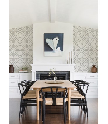 2973-87372 - Voltaire Indigo Beaded Geometric Wallpaper by A Street