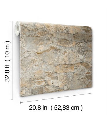 PA130904LW - Field Stone Wallpaper- Mediterranean by York