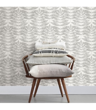 2999-25101 - Akira Grey Leaf Wallpaper by A Street
