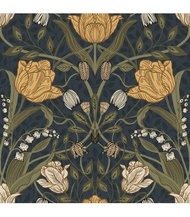 2999-44106 - Filippa Navy Tulip Wallpaper by A Street