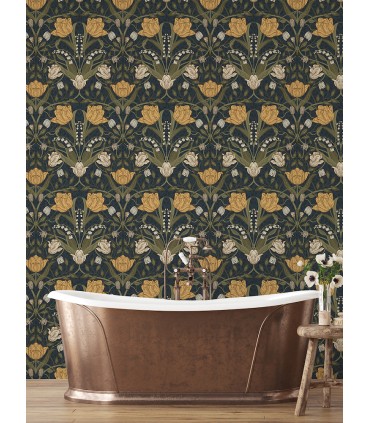 2999-44106 - Filippa Navy Tulip Wallpaper by A Street
