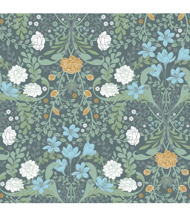 2999-24106 - Froso Turquoise Garden Damask Wallpaper by A Street