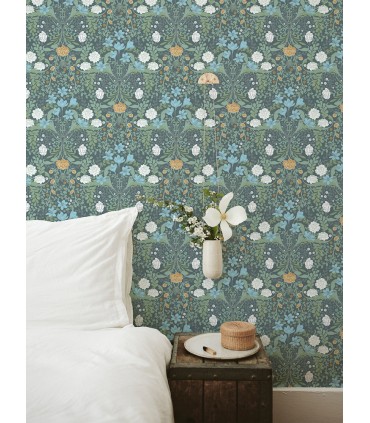 2999-24106 - Froso Turquoise Garden Damask Wallpaper by A Street