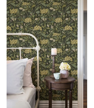 2999-55022 - Hybbe Dark Green Hydrangea Garden Wallpaper by A Street