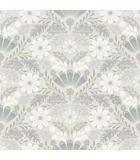 2999-24125 - Klockrike Light Grey Botanical Damask Wallpaper by A Street