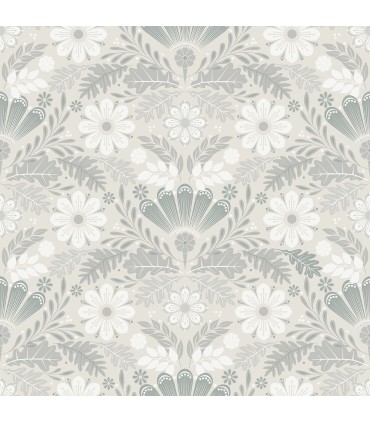 2999-24125 - Klockrike Light Grey Botanical Damask Wallpaper by A Street