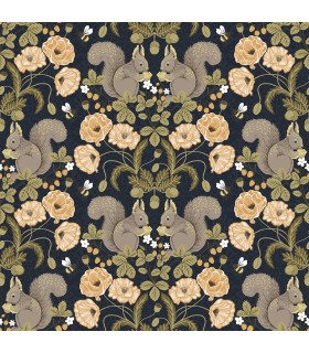 2999-44123 - Kurre Dark Blue Woodland Damask Wallpaper by A Street