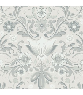 2999-24109 - Ostanskar Light Grey Retro Floral Wallpaper by A Street