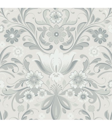 2999-24109 - Ostanskar Light Grey Retro Floral Wallpaper by A Street