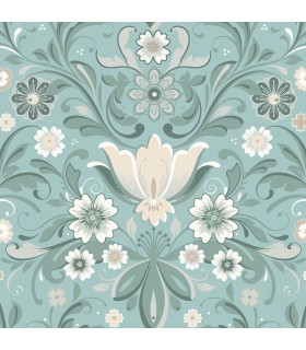 2999-24111 - Ostanskar Turquoise Retro Floral Wallpaper by A Street