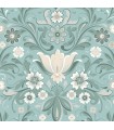 2999-24111 - Ostanskar Turquoise Retro Floral Wallpaper by A Street