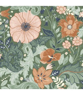 2999-13109 - Victoria Green Floral Nouveau Wallpaper by A Street