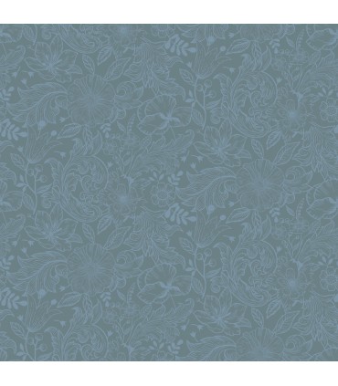 2999-13128 - Wilma Blue Floral Block Print Wallpaper by A Street