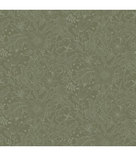 2999-13129 - Wilma Green Floral Block Print Wallpaper by A Street