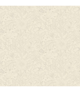 2999-13125 - Wilma White Floral Block Print Wallpaper by A Street
