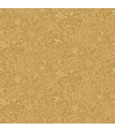 2999-13127 - Wilma Yellow Floral Block Print Wallpaper by A Street