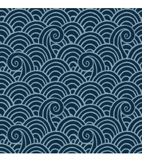 4081-26305 - Alorah Navy Wave Wallpaper by A Street