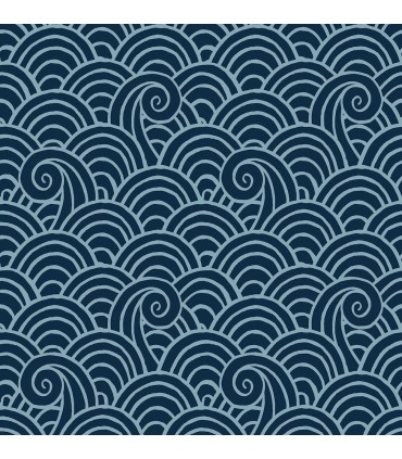 4081-26305 - Alorah Navy Wave Wallpaper by A Street
