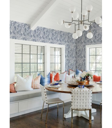 4081-26342 - Bannon Blue Leaves Wallpaper by A Street