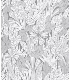 4081-26344 - Bannon Grey Leaves Wallpaper by A Street