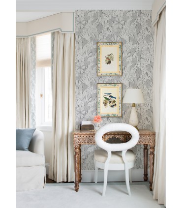 4081-26344 - Bannon Grey Leaves Wallpaper by A Street